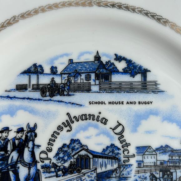VTG Pennsylvania Dutch Country Collector Plate MCM Lancaster Allentown Reading - Picture 4 of 7
